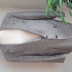 Vintage Classic Freza Houndstooth Black and White Checkered Lightweight Blazer